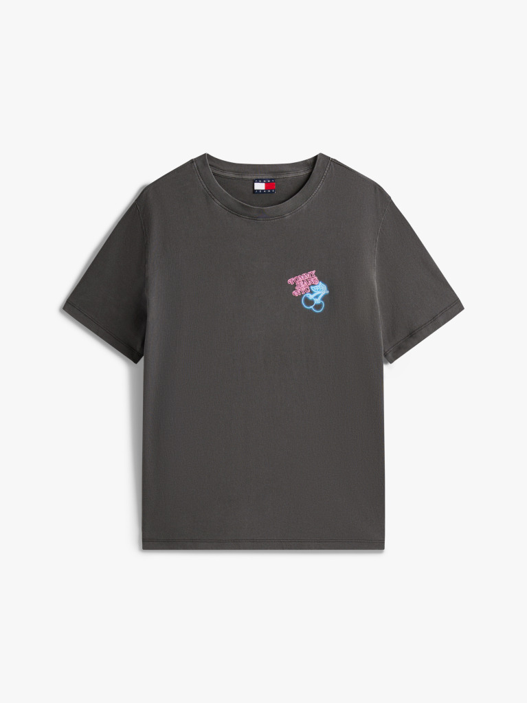 Negru Tricou Relaxat Neon  Femei
