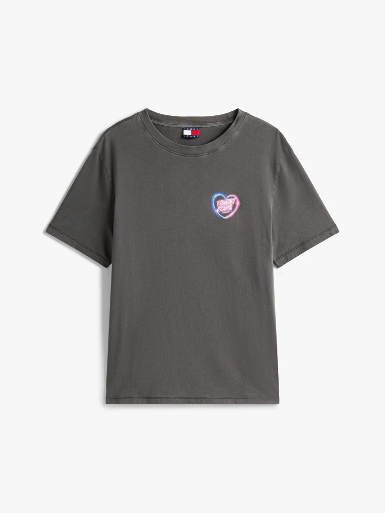 Negru Tricou Relaxat Neon  Femei