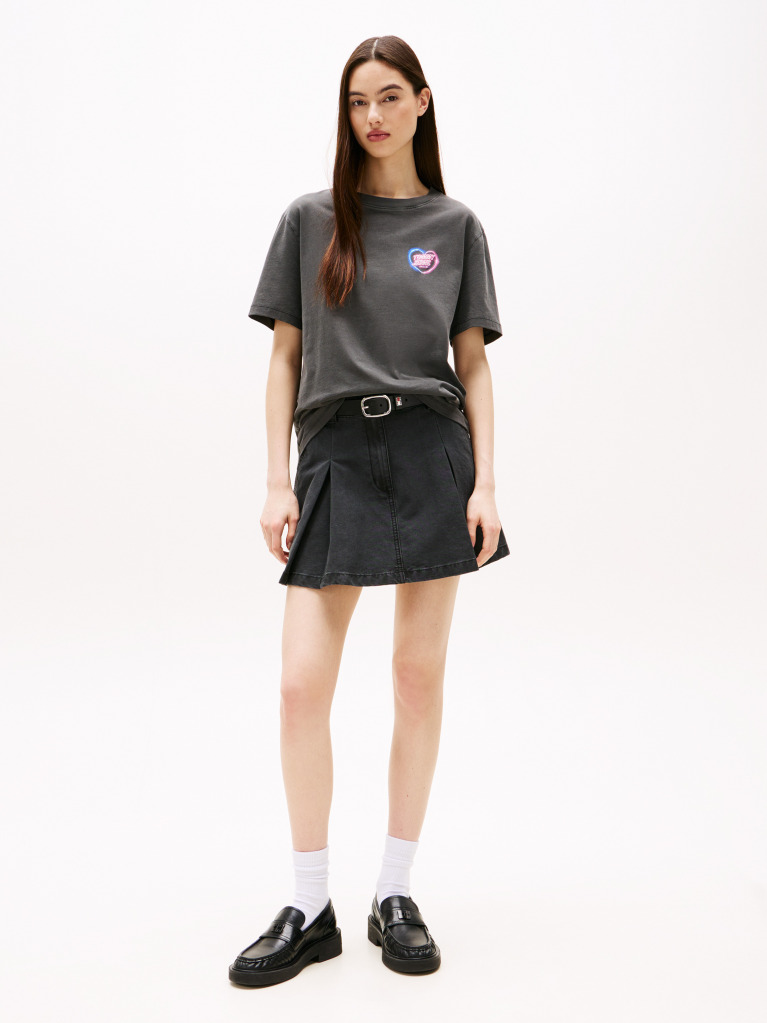 Negru Tricou Relaxat Neon  Femei