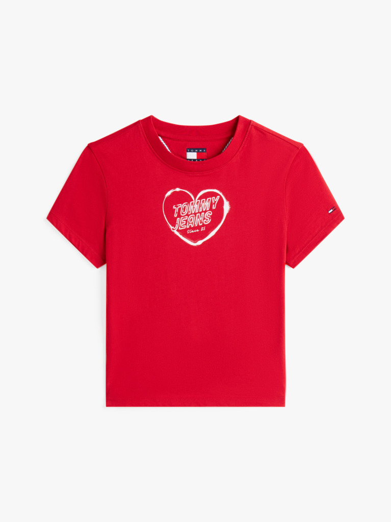 Rosu Tricou Slim Cu Grafica  Femei