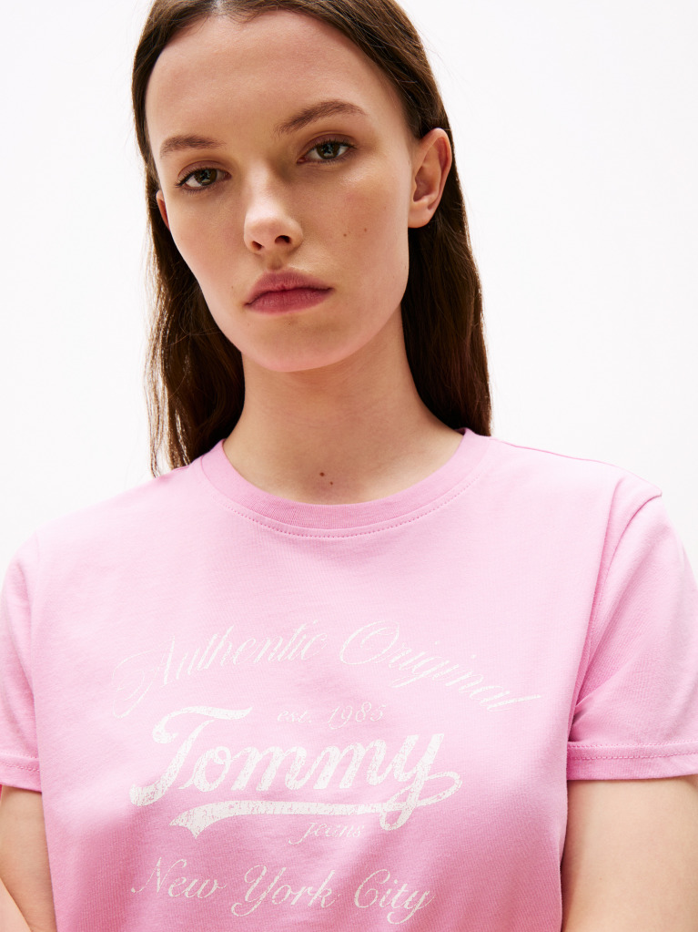 Roz Tricou Regular Essential Cu Logo  Femei