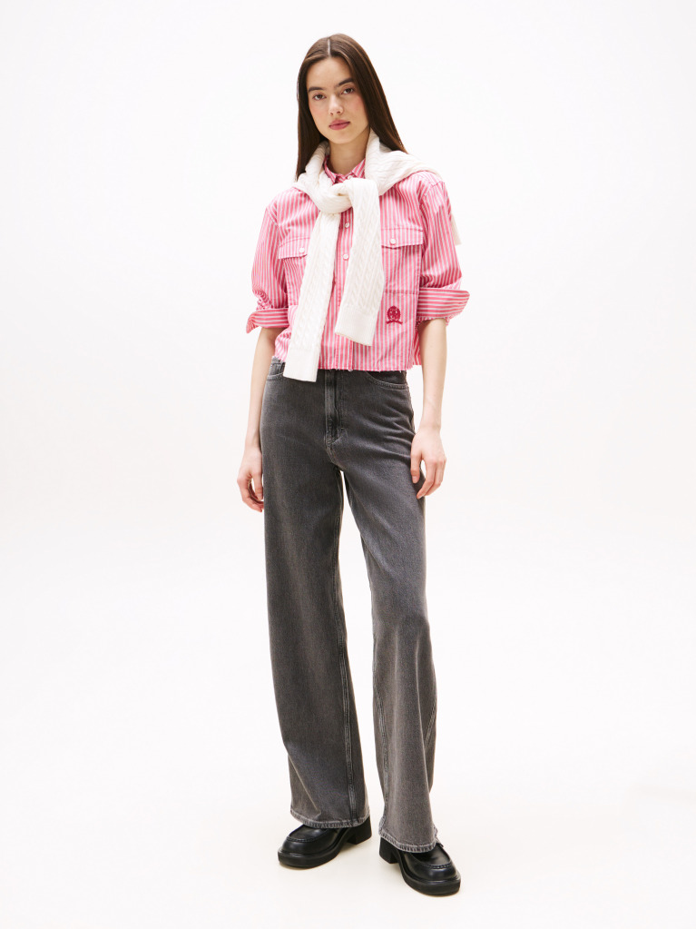 Multi Camasa Crop Relaxata Cu Broderie Crest  Femei