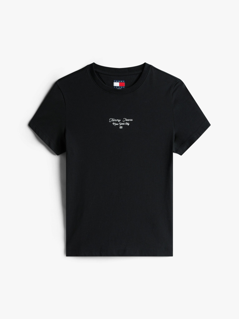 Negru Tricou Slim Din Jersey Cu Logo  Femei