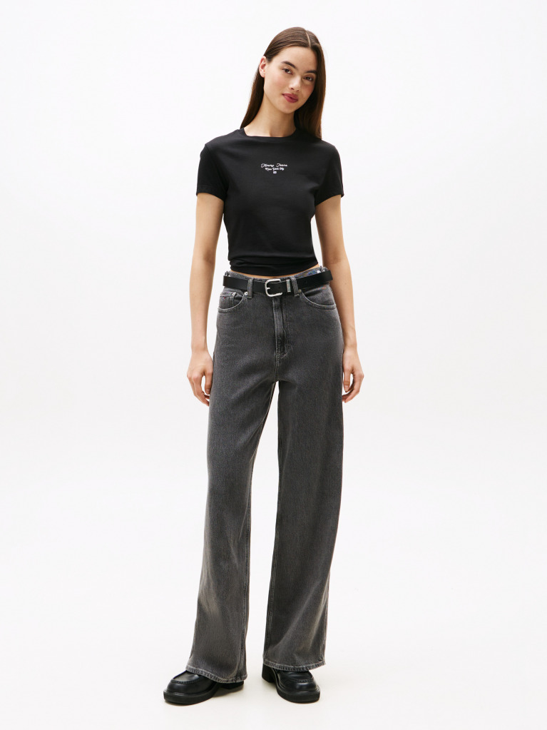 Negru Tricou Slim Din Jersey Cu Logo  Femei