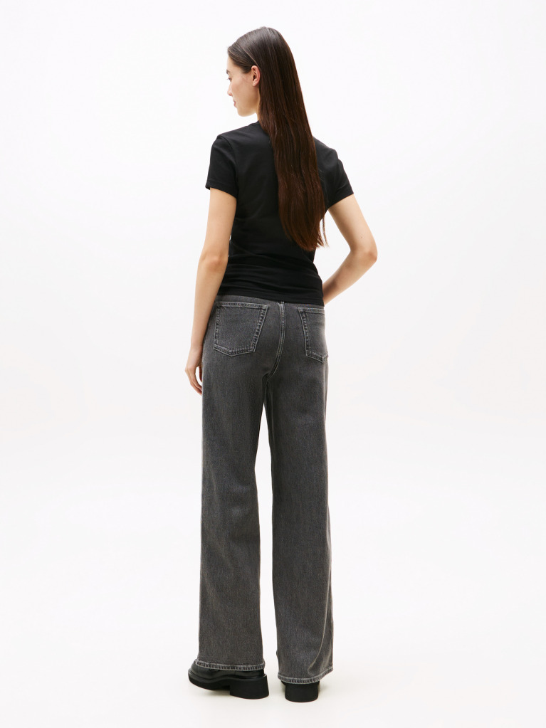 Negru Tricou Slim Din Jersey Cu Logo  Femei