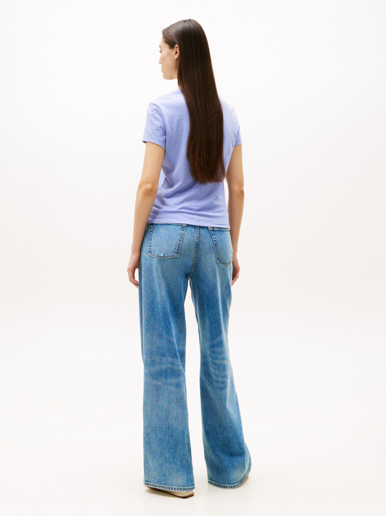 Blue Tricou Slim Din Jersey Cu Logo  Femei