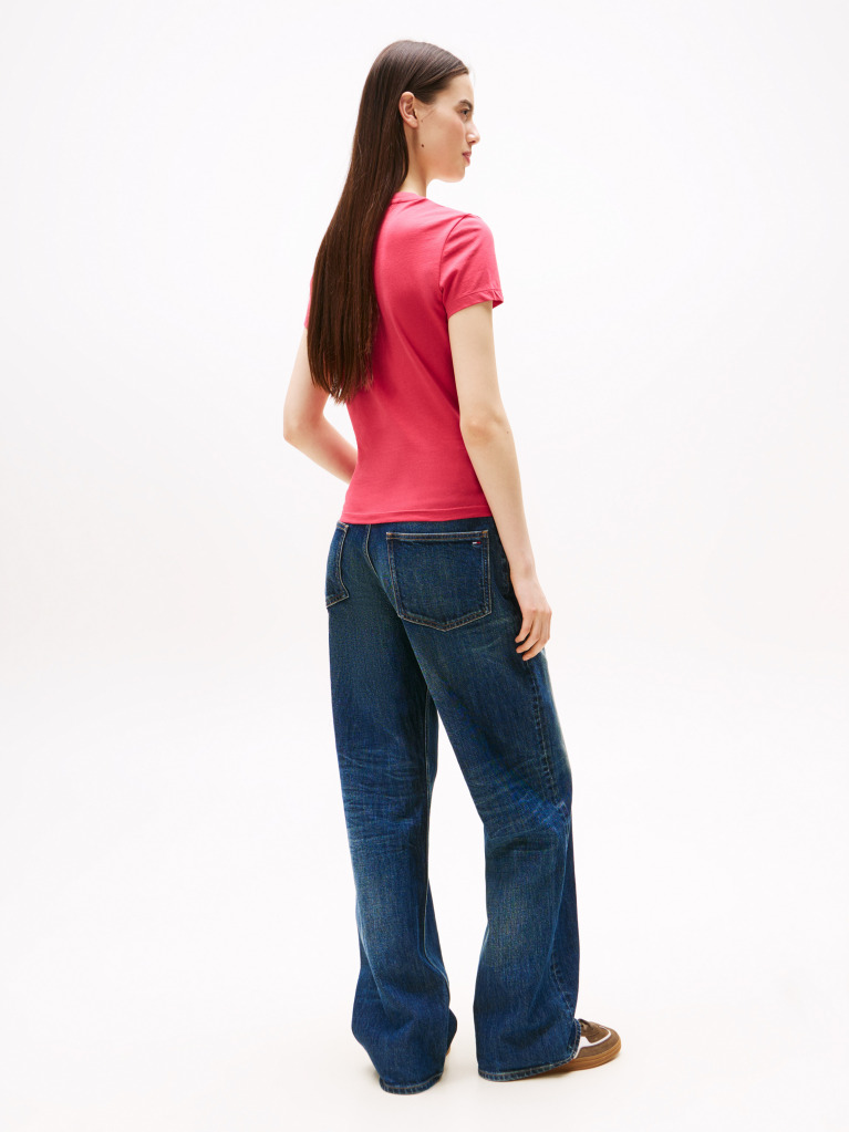 Roz Tricou Slim Din Jersey Cu Logo  Femei