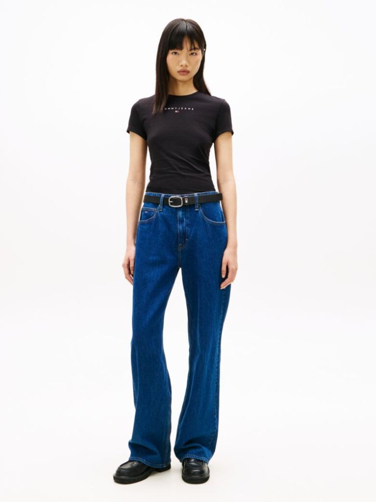 Negru Tricou Slim Bling Linear  Femei