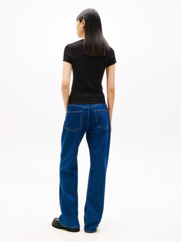 Negru Tricou Slim Bling Linear  Femei