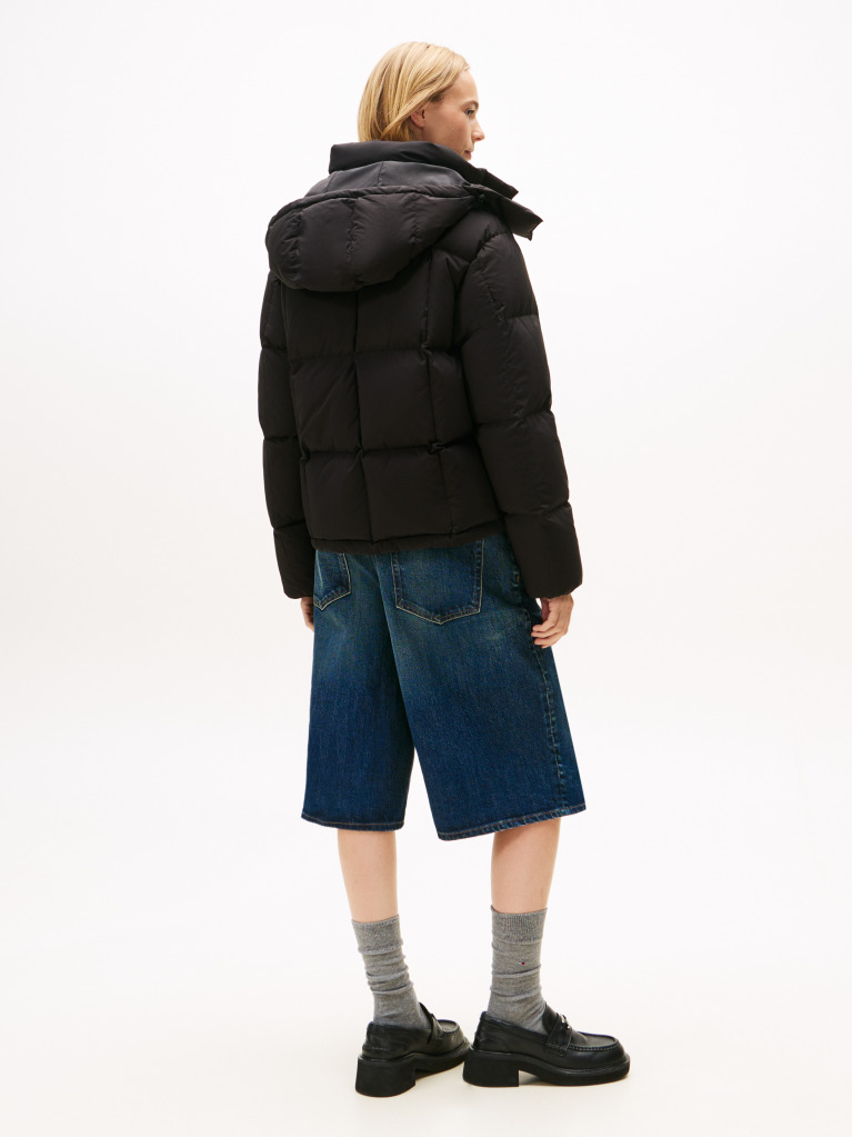 Black Down Hooded Alaska Puffer Jacket  Women