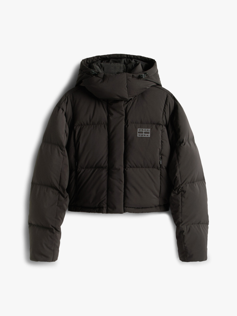 Negru Geaca Puffer Alaska Croiala Scurta Cu Umplutura Din Puf  Femei