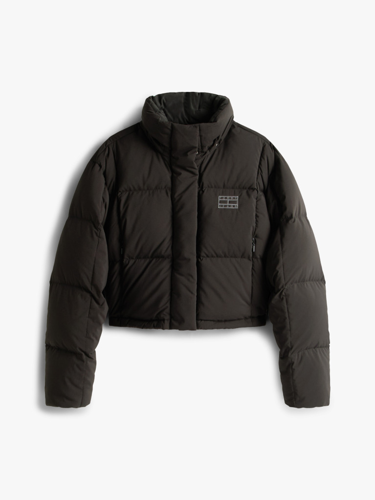 Negru Geaca Puffer Alaska Croiala Scurta Cu Umplutura Din Puf  Femei
