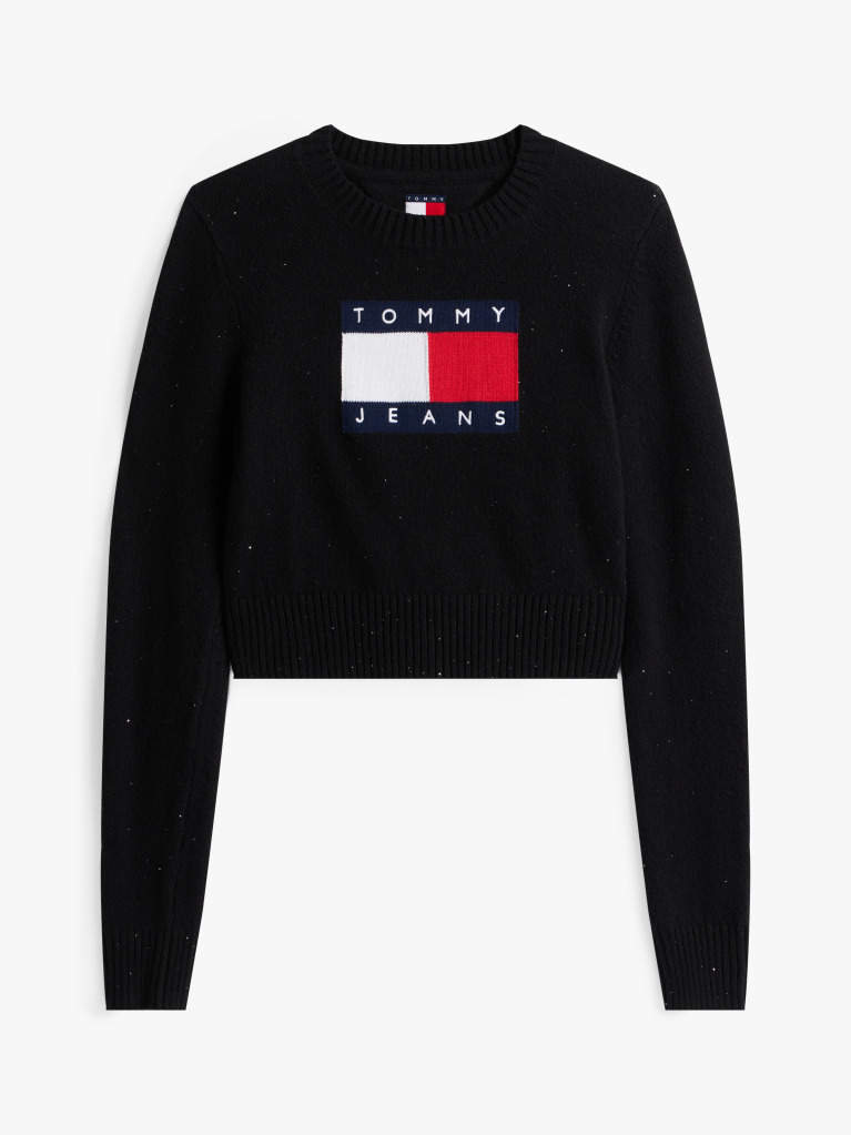 Negru Pulover Slim Cu Emblema Tommy Flag  Femei