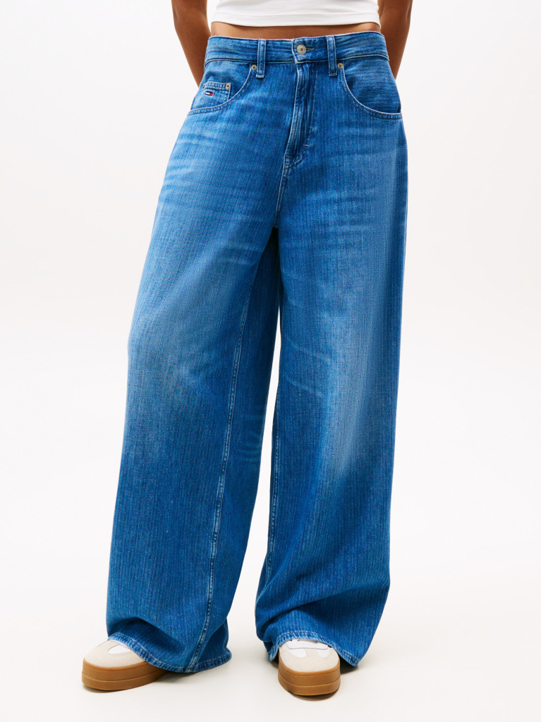 Denim Jeans Charlie Cu Talie Medie Si Croi Larg  Femei