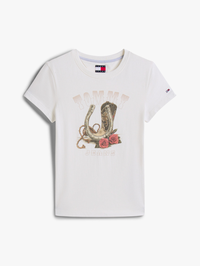Alb Tricou Slim Cu Print Grafic  Femei