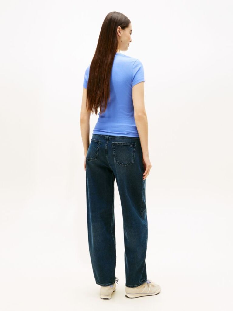 Blue Tricou Slim Cu Logo Ribbed  Femei