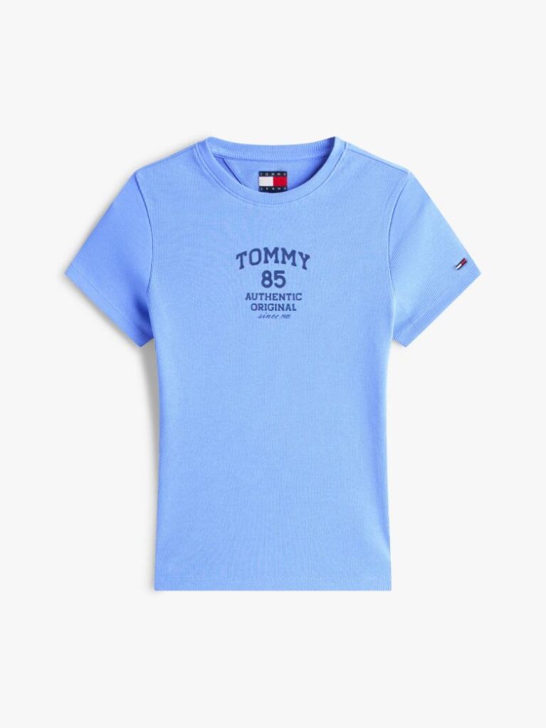 Blue Tricou Slim Cu Logo Ribbed  Femei