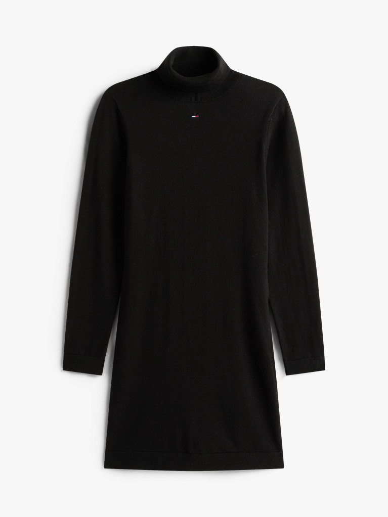Black Slim Midi Turtleneck Jumper Dress  Women
