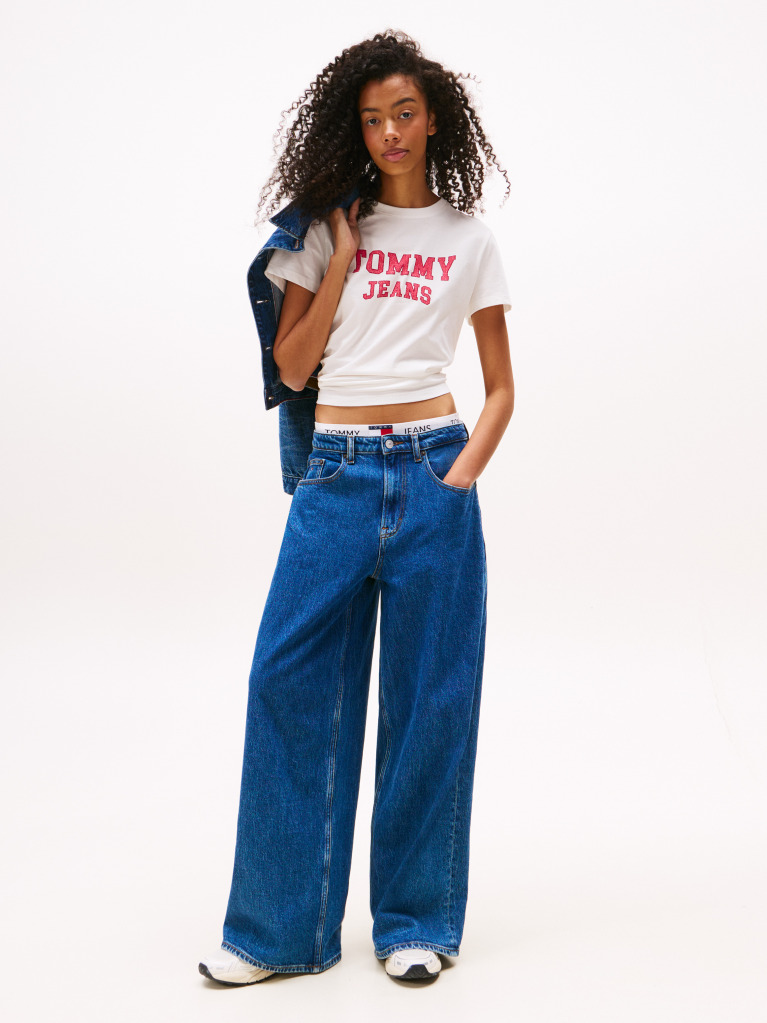 Bej Tricou Varsity Cu Guler Rotund  Femei