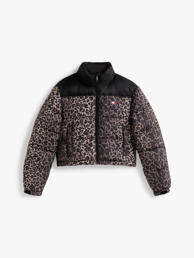 Multi Leopard Ripstop Relaxed Cropped Puffer Jacket  Women