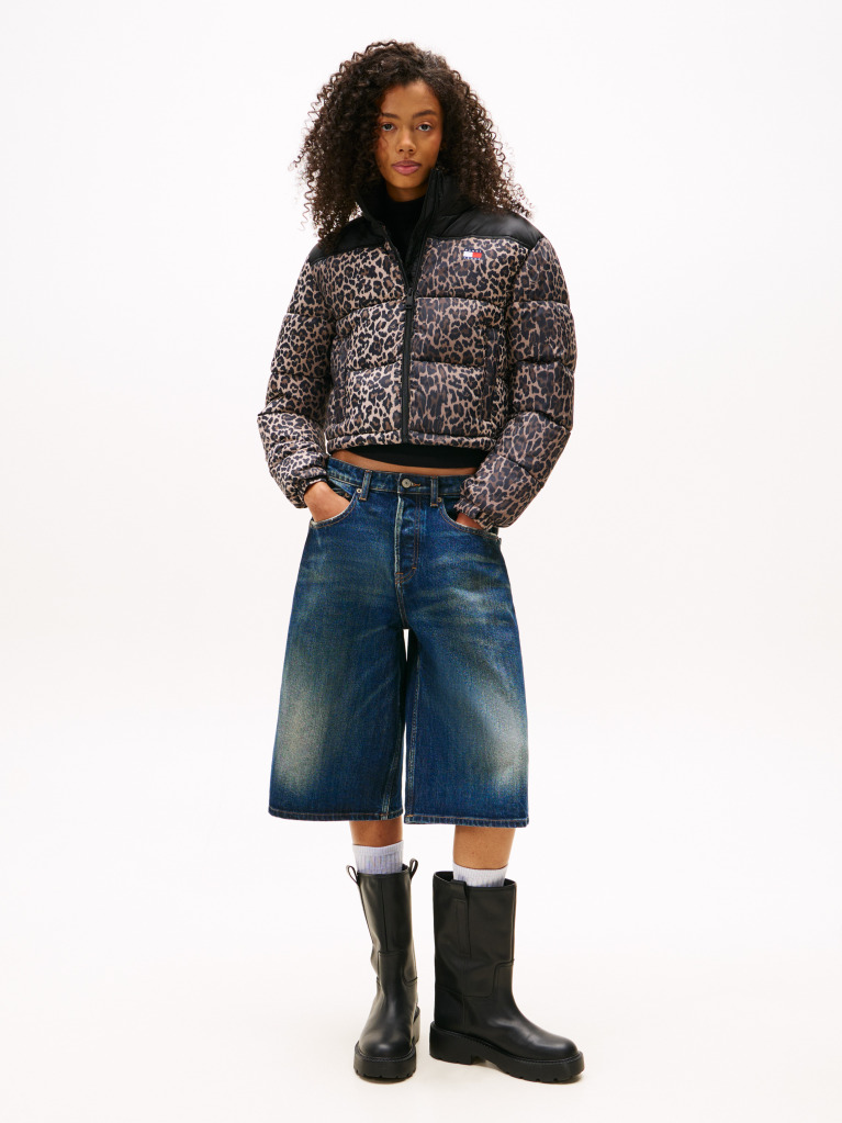 Multi Leopard Ripstop Relaxed Cropped Puffer Jacket  Women
