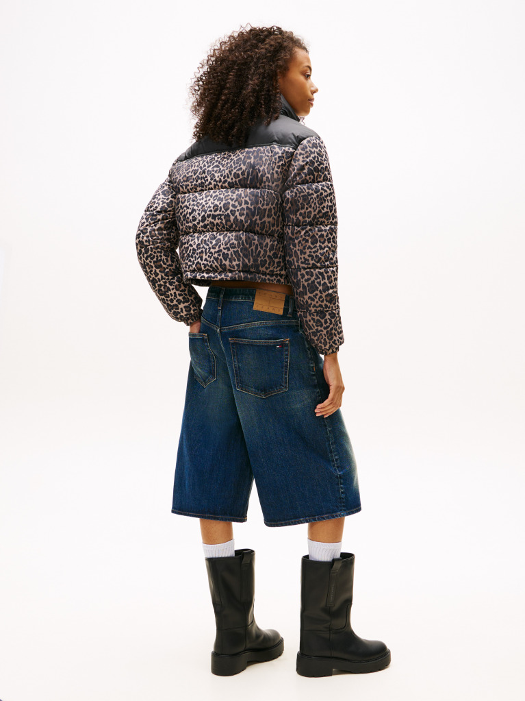 Multi Leopard Ripstop Relaxed Cropped Puffer Jacket  Women