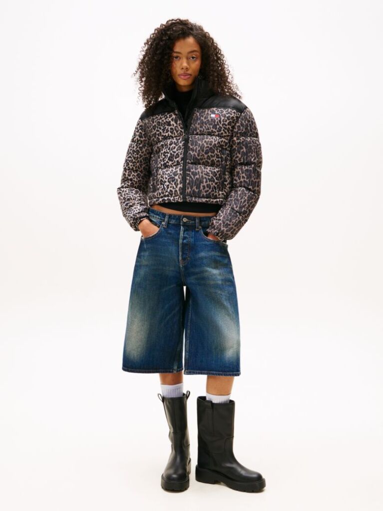 Multi Leopard Ripstop Relaxed Cropped Puffer Jacket  Women