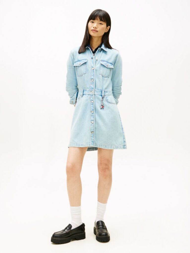 Denim Rochie Mini Denim Cu Efect Decolorat  Femei