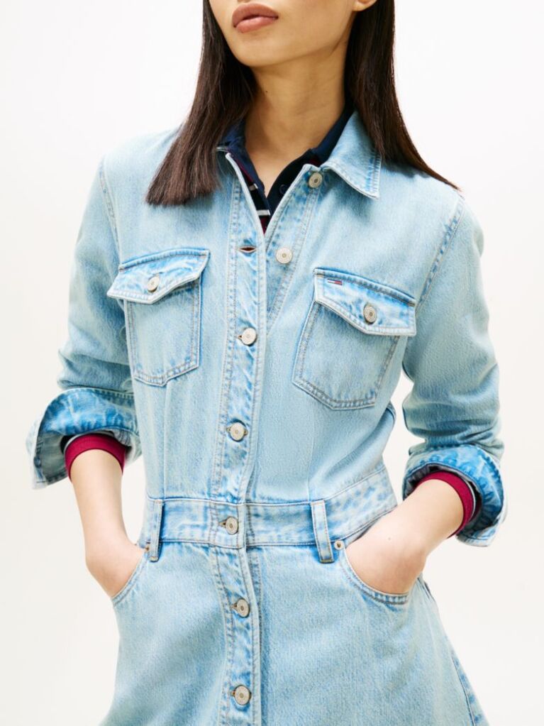 Denim Rochie Mini Denim Cu Efect Decolorat  Femei