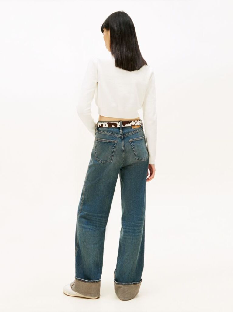 White Stitch Logo Chenille Slim Cropped Jumper  Women