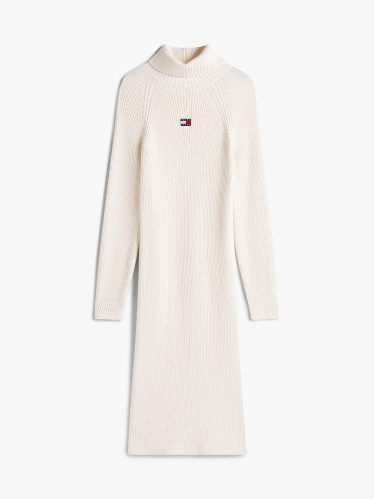 Alb Rochie Pulover Maxi Relaxata Cu Emblema Tommy Badge  Femei