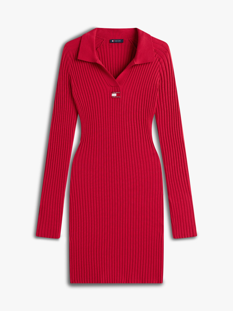 Red Tommy Badge Slim Midi Jumper Dress  Women