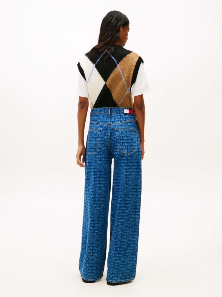 Denim Blugi Largi Cu Talie Medie Spell-Out  Femei