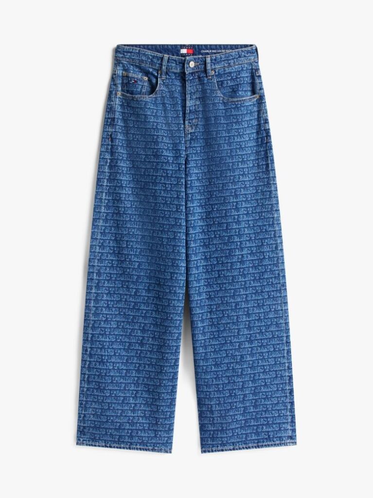 Denim Blugi Largi Cu Talie Medie Spell-Out  Femei