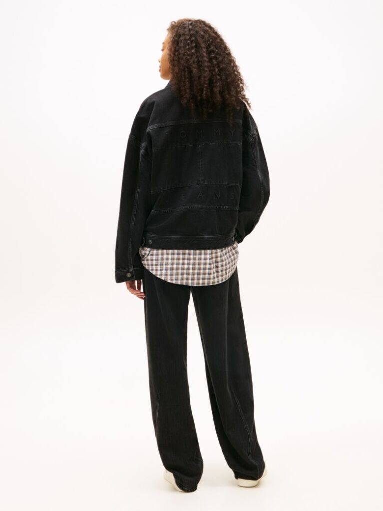 Denim Back Logo Oversized Denim Trucker Jacket  Women