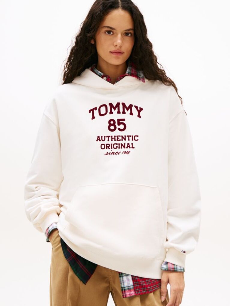 Alb 1985 Flock Hanorac Oversized Cu Logo  Femei