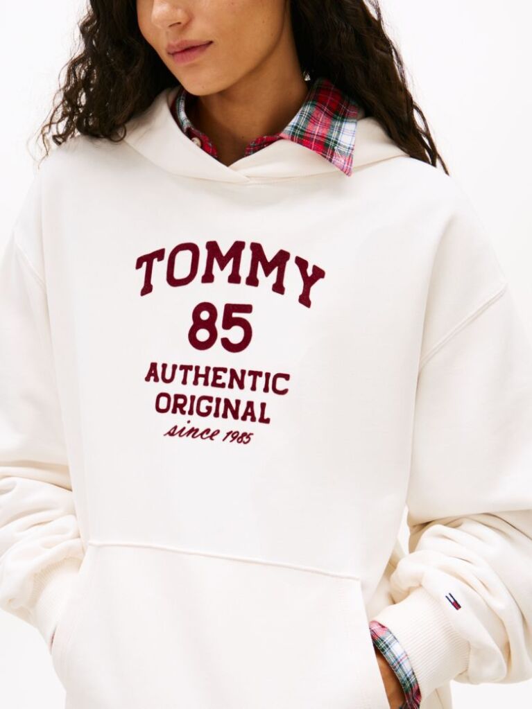 Alb 1985 Flock Hanorac Oversized Cu Logo  Femei