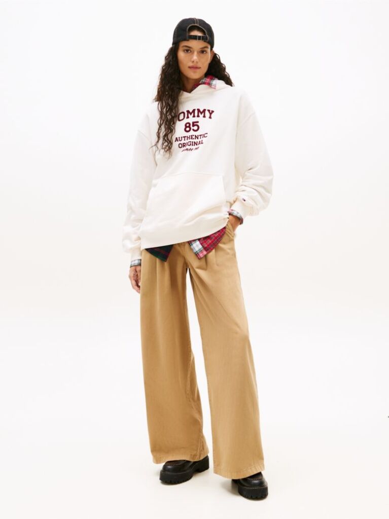 Alb 1985 Flock Hanorac Oversized Cu Logo  Femei