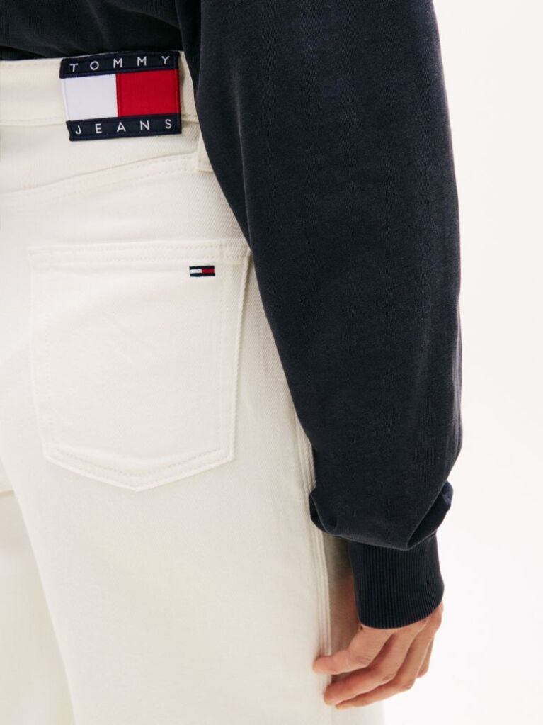 Denim Claire Blugi Αlbi Cu Talie Inalta Si Picior Larg  Femei