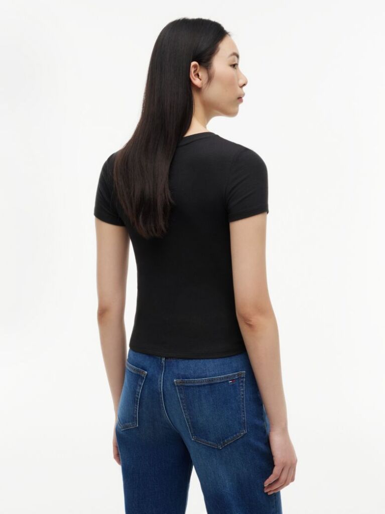 Black Slim Henley T-Shirt  Women