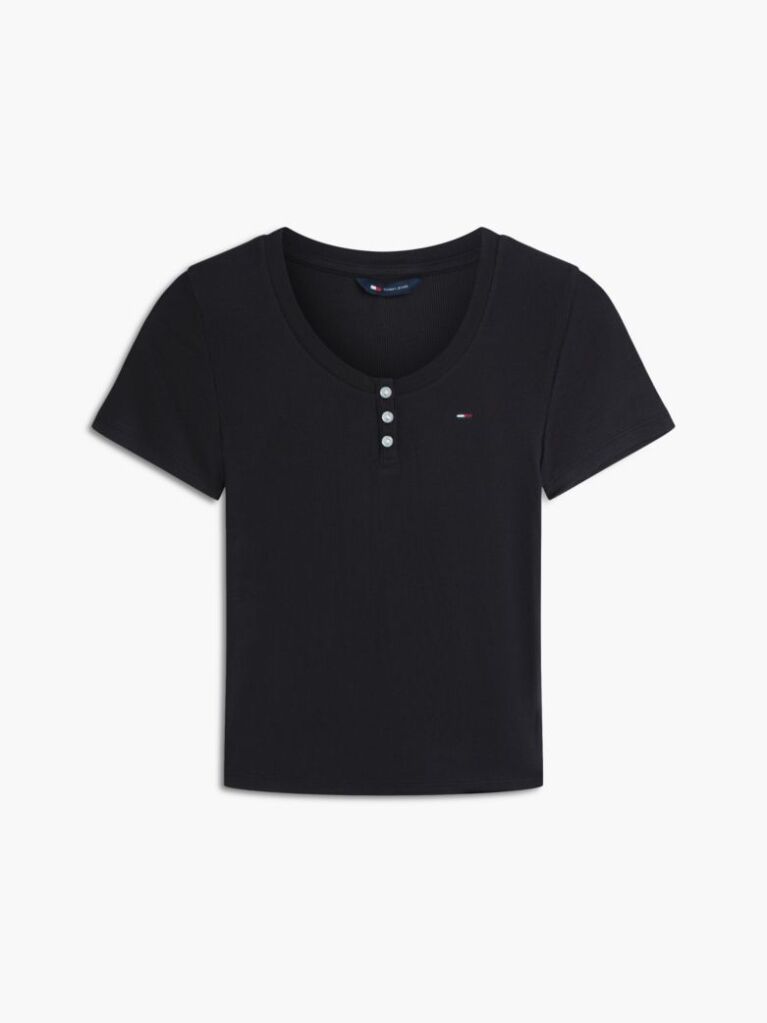 Black Slim Henley T-Shirt  Women