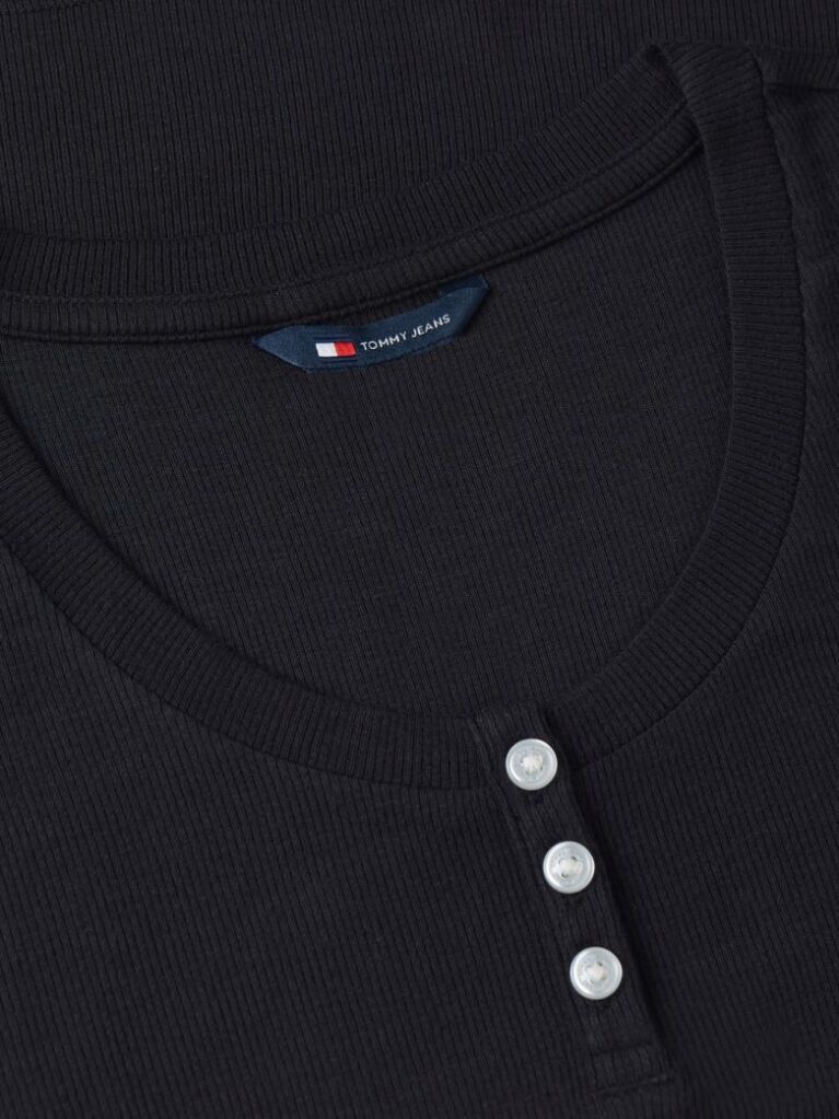 Black Slim Henley T-Shirt  Women