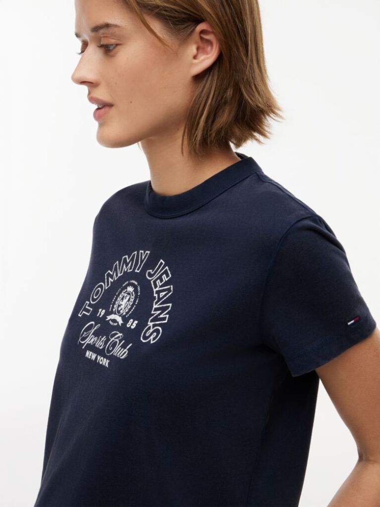 Blue T-Shirt Heritage Cu Croiala Regular Si Logo  Femei
