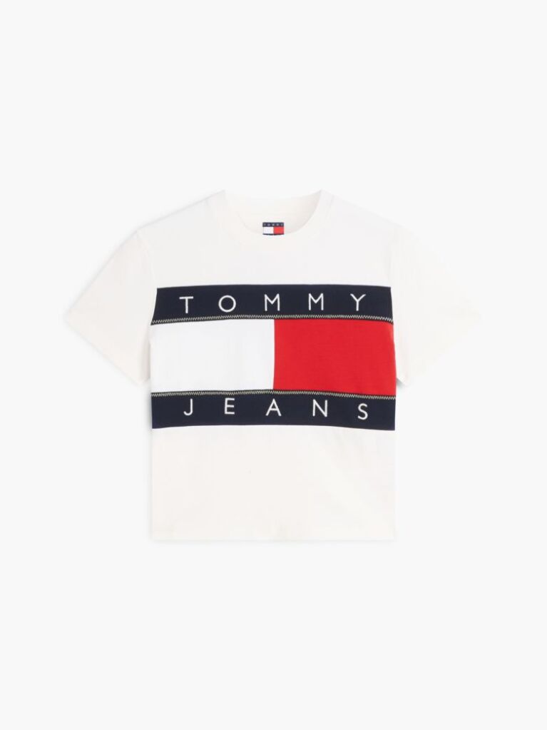 Alb Tricou Tommy Flag  Femei