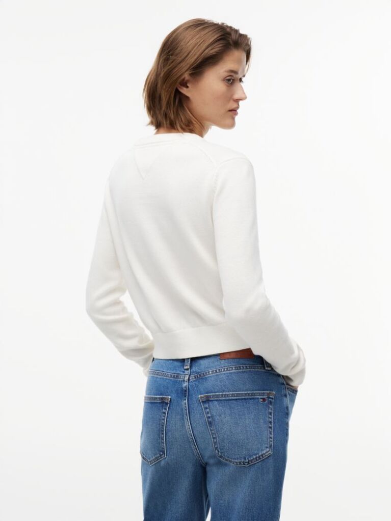 White Tommy Flag Crew Neck Jumper  Women