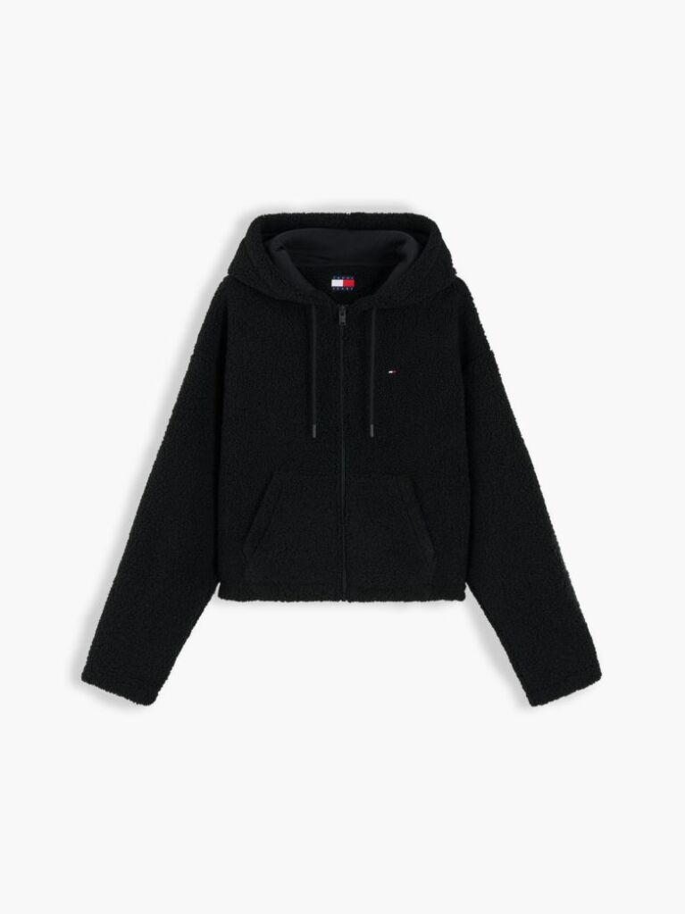 Negru Hanorac Cu Fleece Si Fermoar  Femei