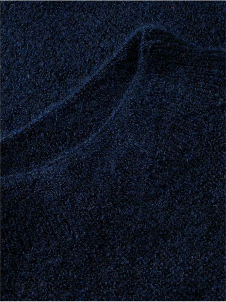 Blue Pulover Din Alpaca Cu Guler Mock Si Steag  Femei