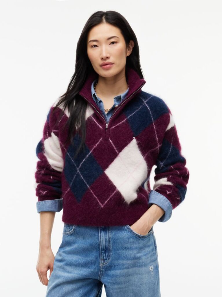 Multi Pulover Cropped Din Amestec De Alpaca Cu Fermoar  Femei