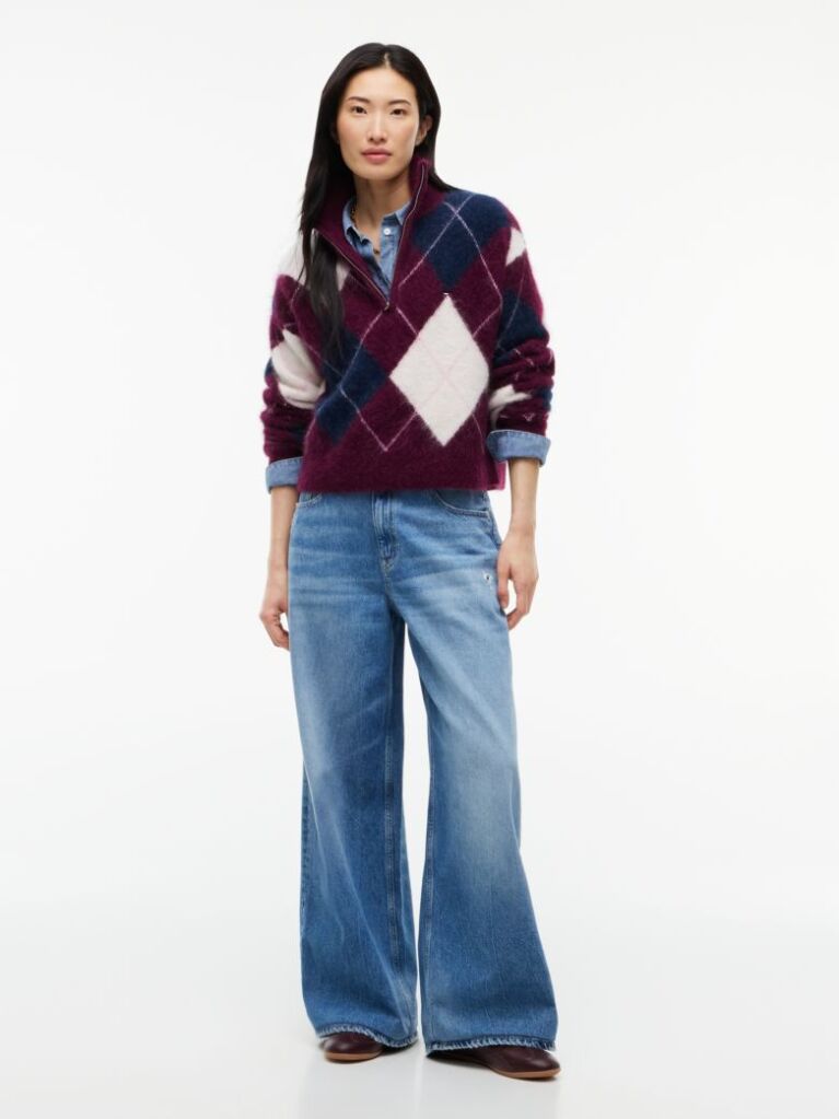 Multi Pulover Cropped Din Amestec De Alpaca Cu Fermoar  Femei