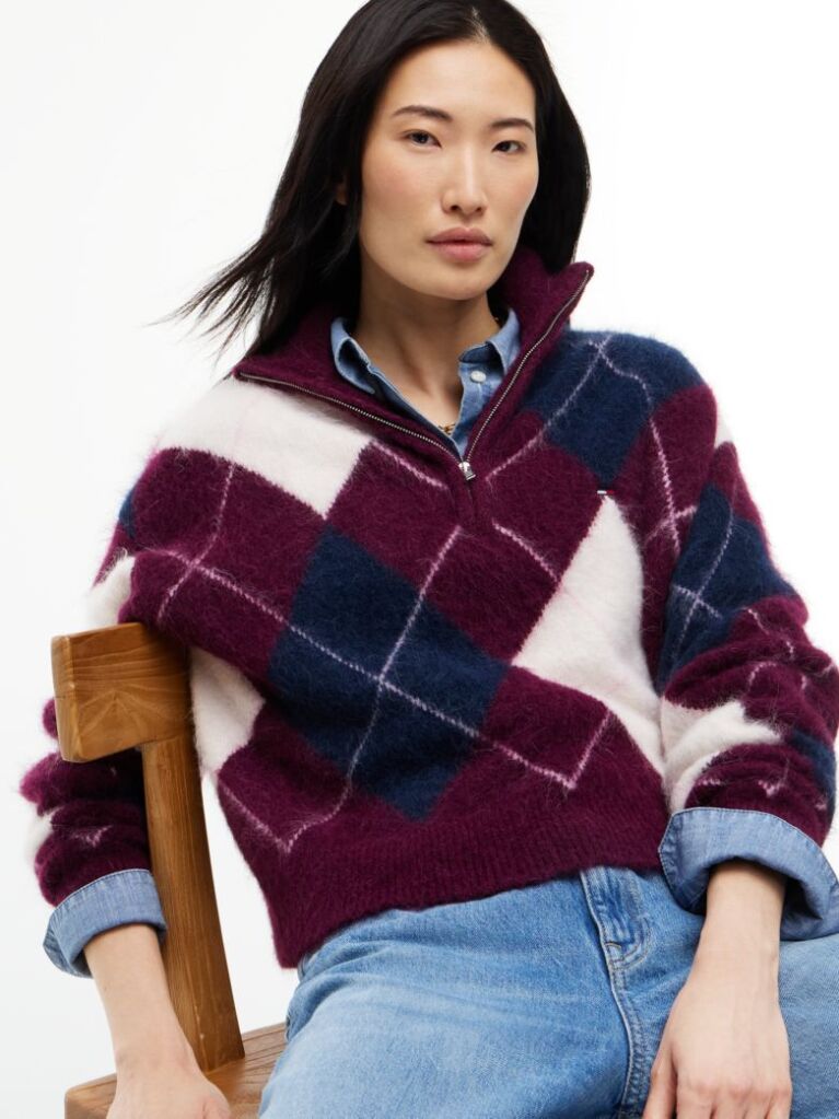 Multi Pulover Cropped Din Amestec De Alpaca Cu Fermoar  Femei